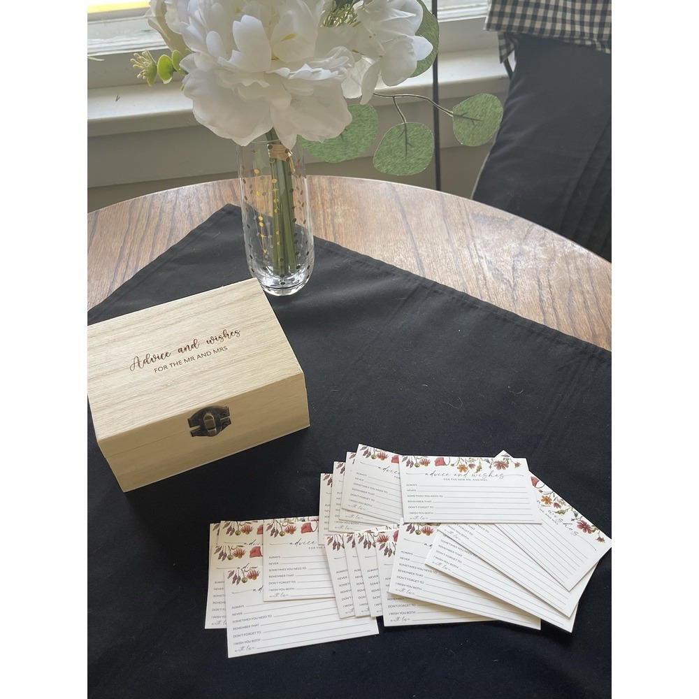 Advice And Wishes For‎ The Mr Mrs - 50 Pcs Wildflower Cards Box